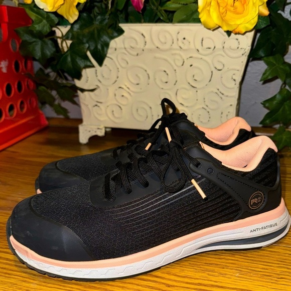 Timberland Women Anti-Fatigue Steel-toed black/pink shoe size 8.5 - Picture 2 of 8